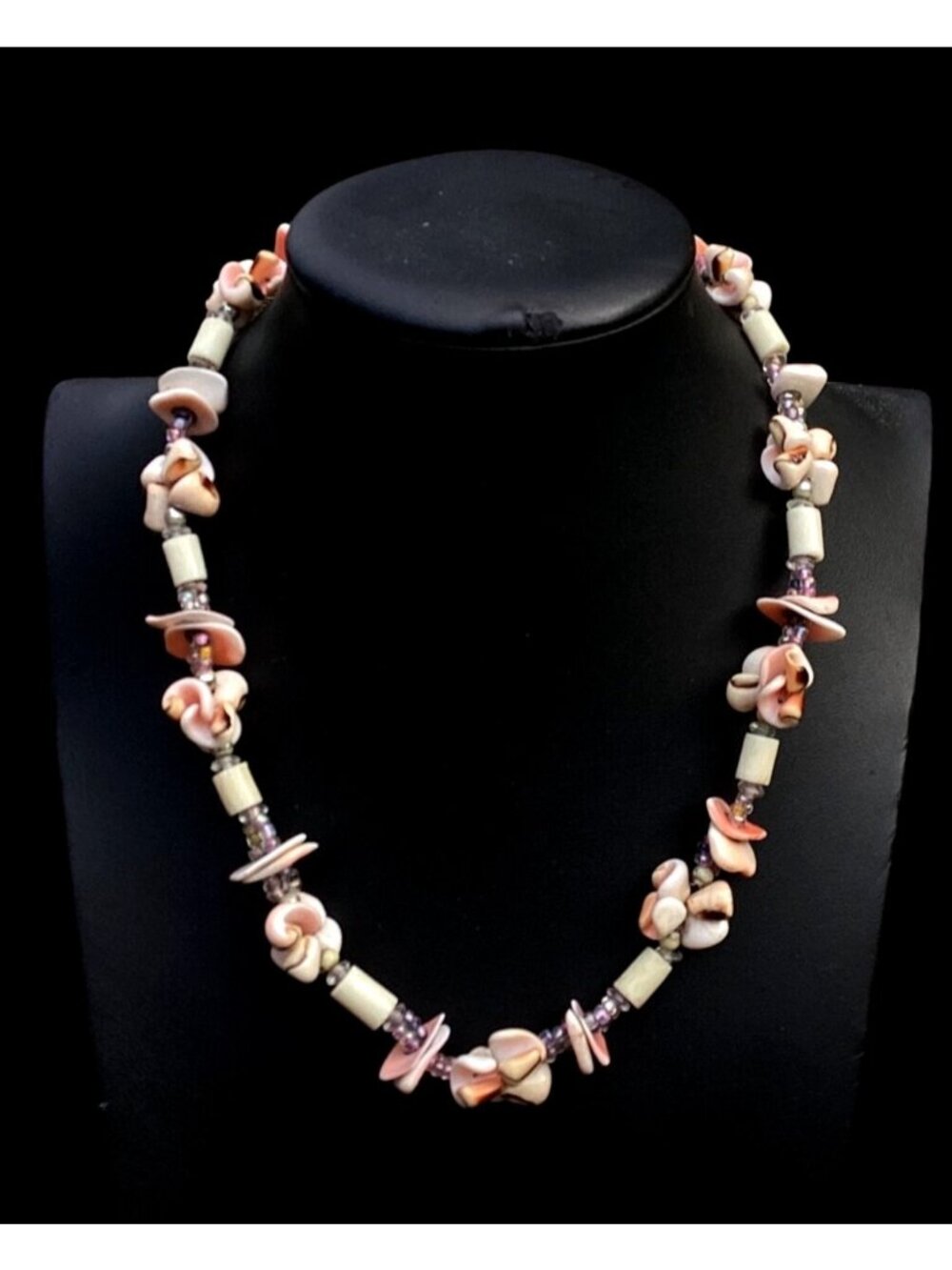 Curly Luhuanus Shell & Glass Bead Choker Necklace Festival Surfer Boho